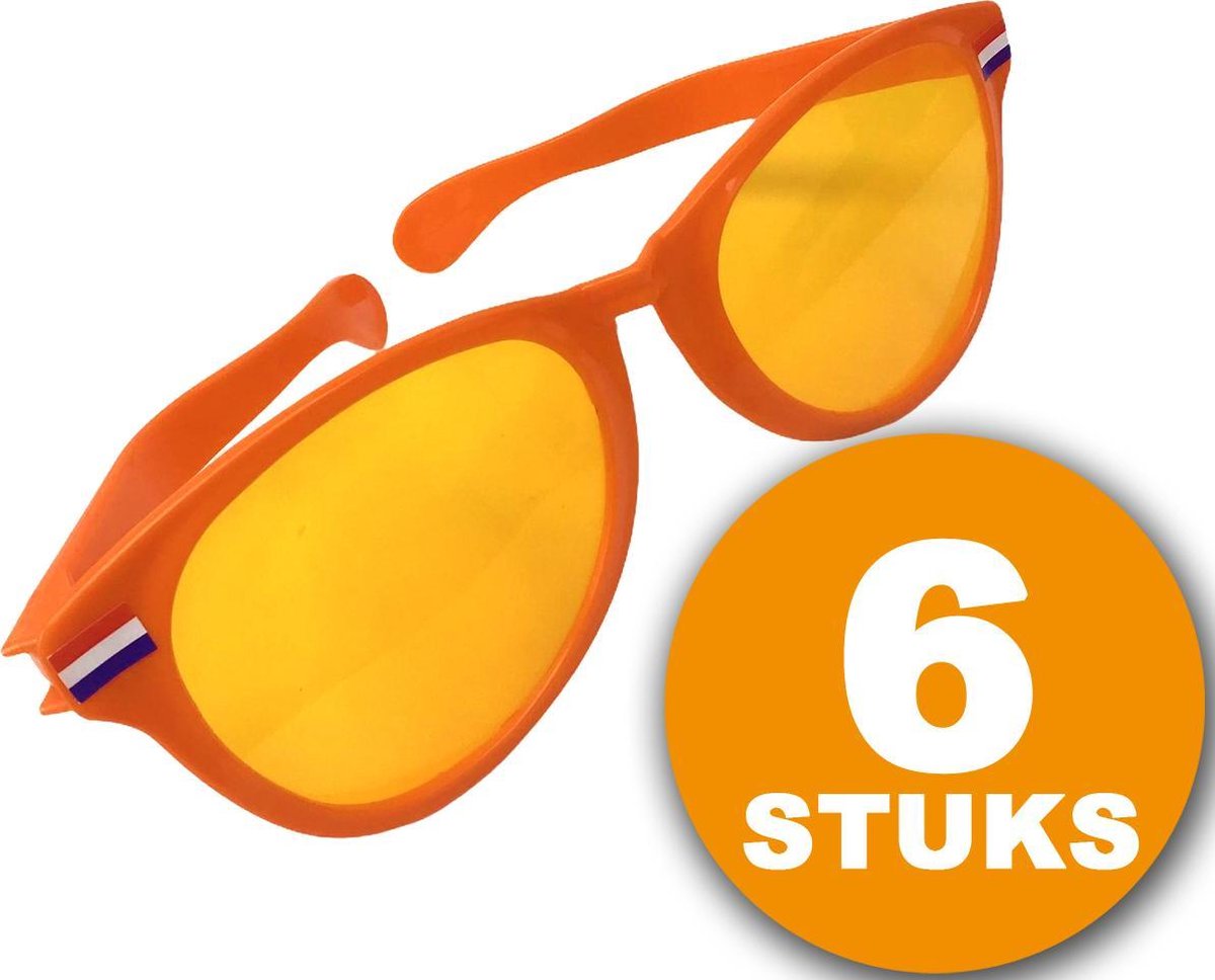 Oranje Feestbril | 6 stuks Oranje Bril 